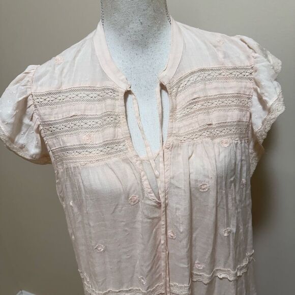 New Free People very pail pink  Sundress with Flutter Cap Sleeves size S New - Picture 4 of 6